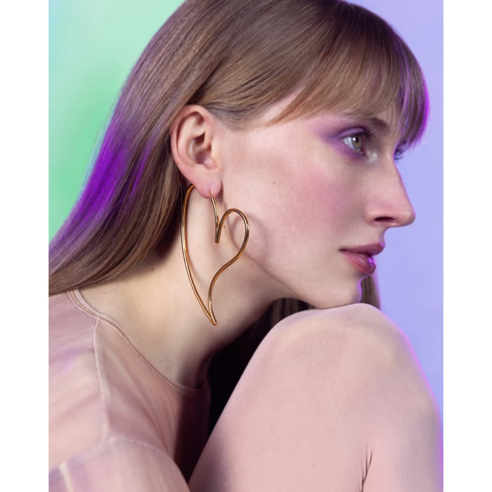 MAM BIG Heart Earring Hoops in Gold - NIB (4 Inches)