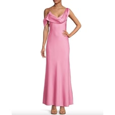 Gianni Bini Maeve Satin Asymmetrical Neck A Line Dress Long Formal Pink 10 NWT