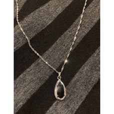 14K White Gold Necklace Onyx Pendant