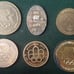 LOT OF 6 RARE TOKEN COINS SPORT TORCH OLYMPIC MEDAL PIN , Free Fast Shipping !