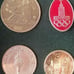 LOT OF 6 RARE TOKEN COINS SPORT TORCH OLYMPIC MEDAL PIN , Free Fast Shipping !