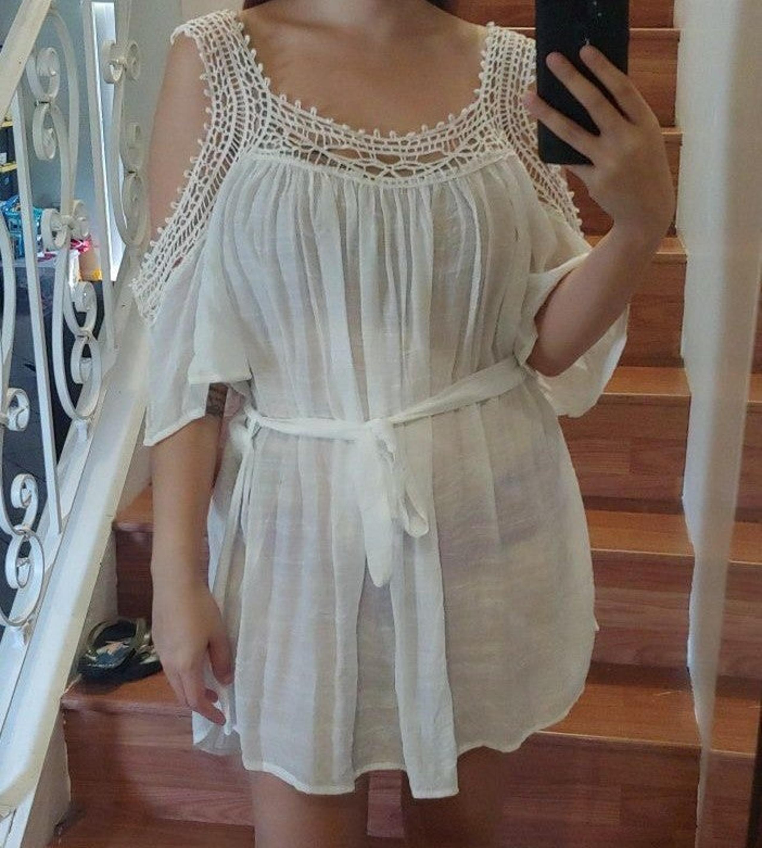 white cold shoulder cover-up
