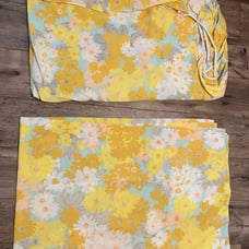 vintage FLOwer Power sheet set YELLOW ORANGE