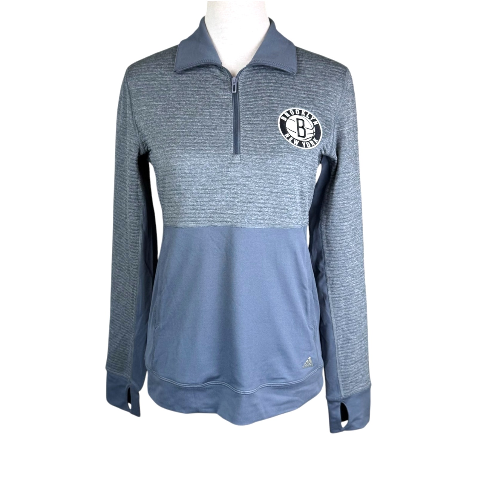 Adidas NWT Brooklyn New York Basketball Half Zip Pullover Long Sleeve Jacket