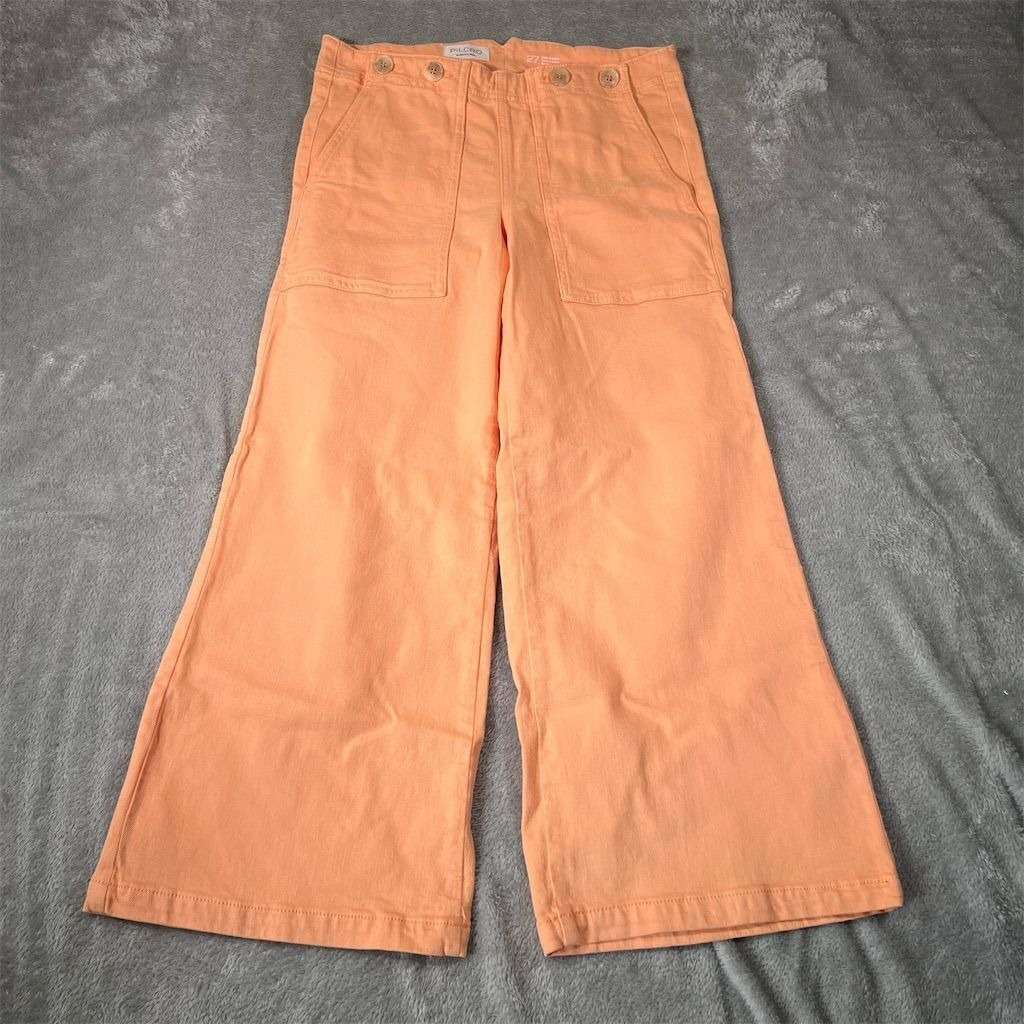 Anthropologie Pilcro Women's High-Rise Wide-Leg Crop Jeans Orange Size 27 Flared