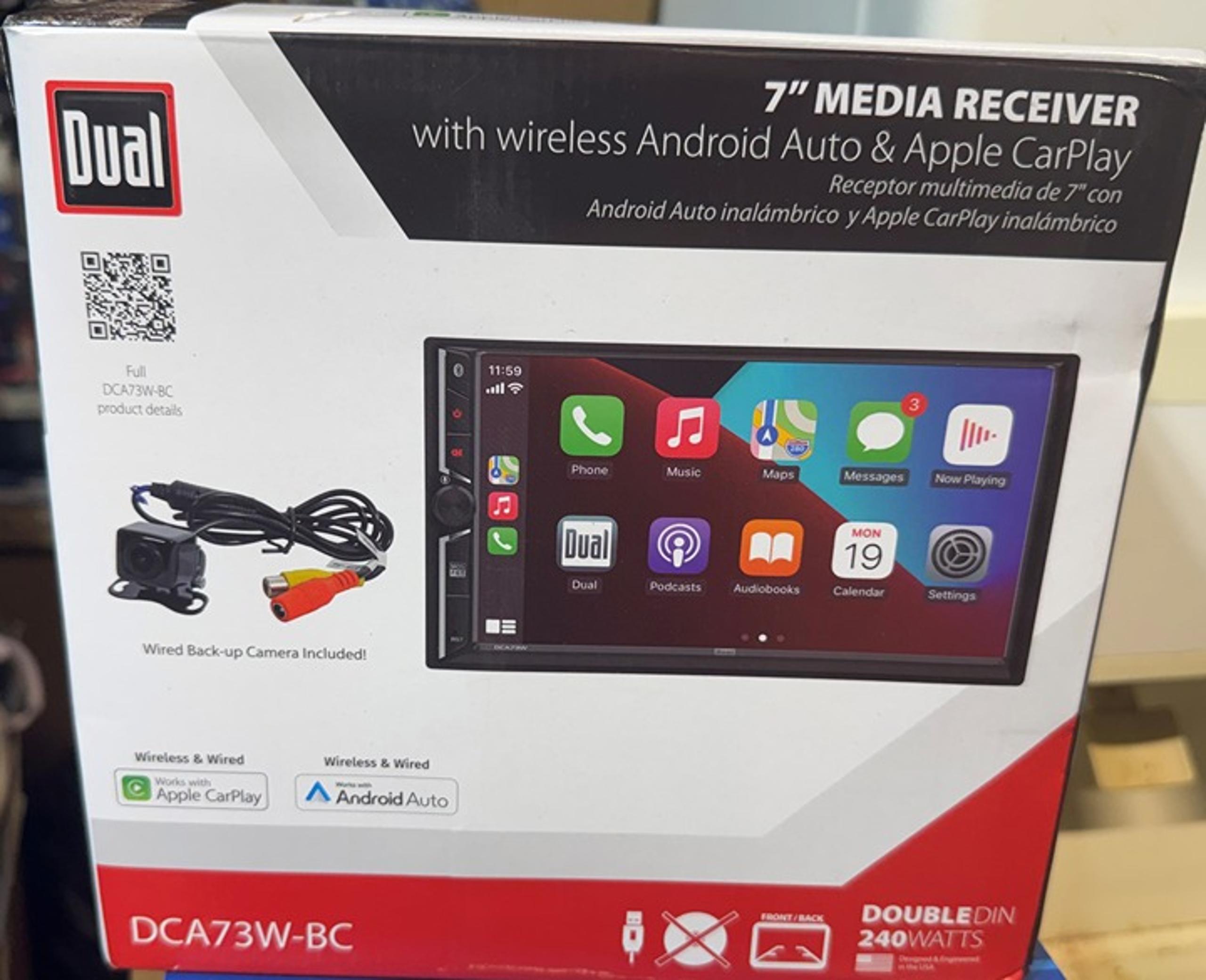 Dual DCA73W-BC 7-" Apple CarPlay Android Auto Wired or Wireless w/ Camera New
