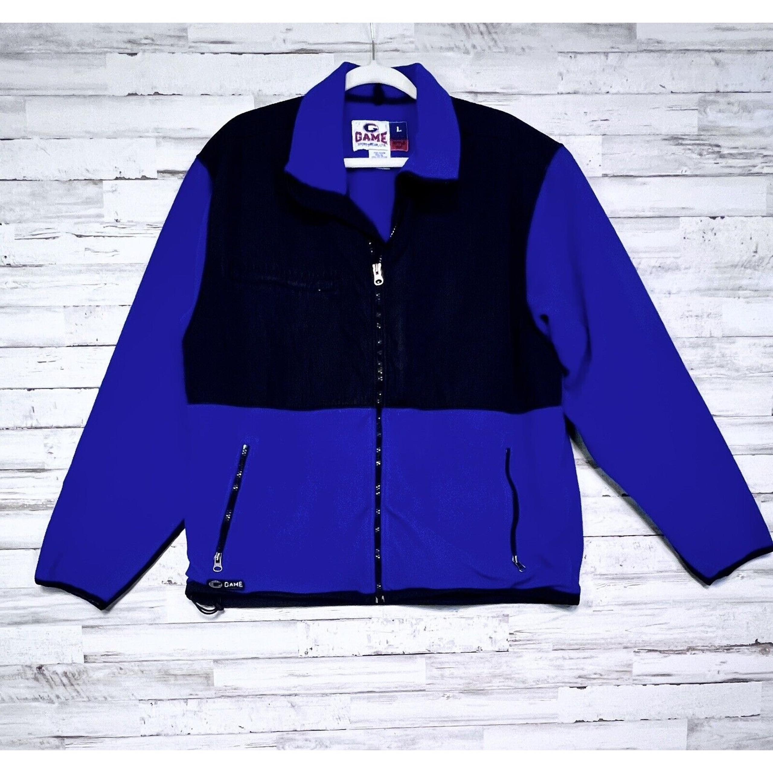 Vintage GAME SPORTSWEAR Men's Lg Zip Windbreaker Blue Black Windbreaker