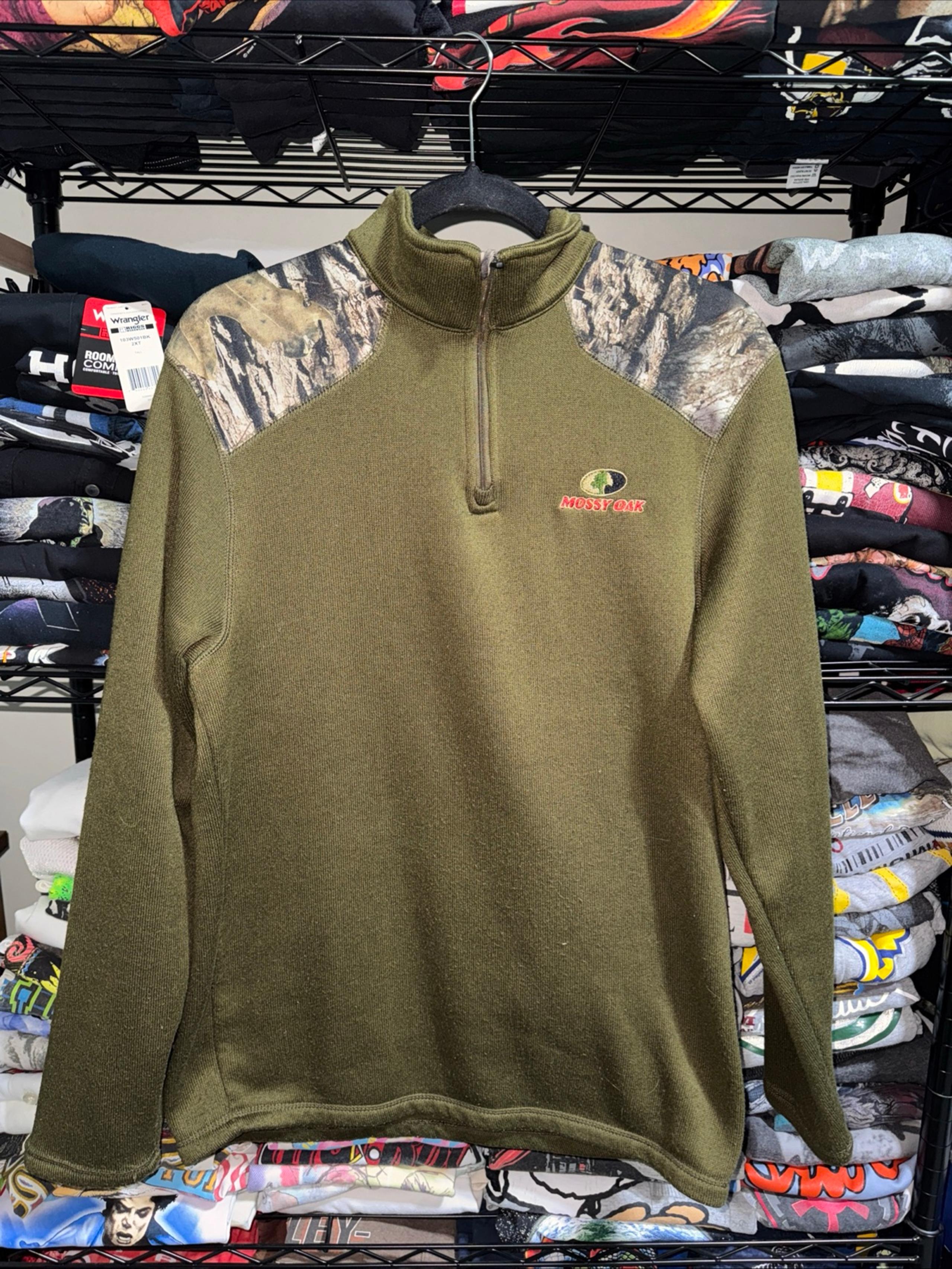 Y2K Mossy Oak 1/4 Zip Camo Pullover Sweater Size Medium