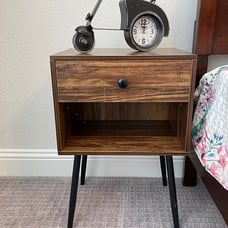 Nightstand (Set of 2) Industrial 2-Tier Night Stand/Side Drawer, Wood Mid
