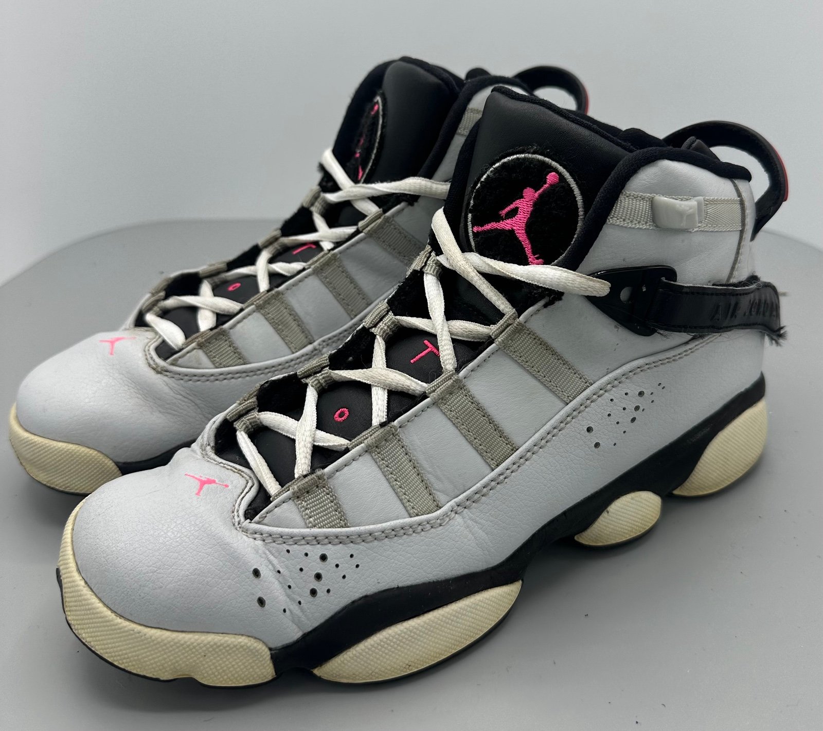 Air Jordan 6 Rings Shoes Size 6Y 323399-009 White/Black/Pink