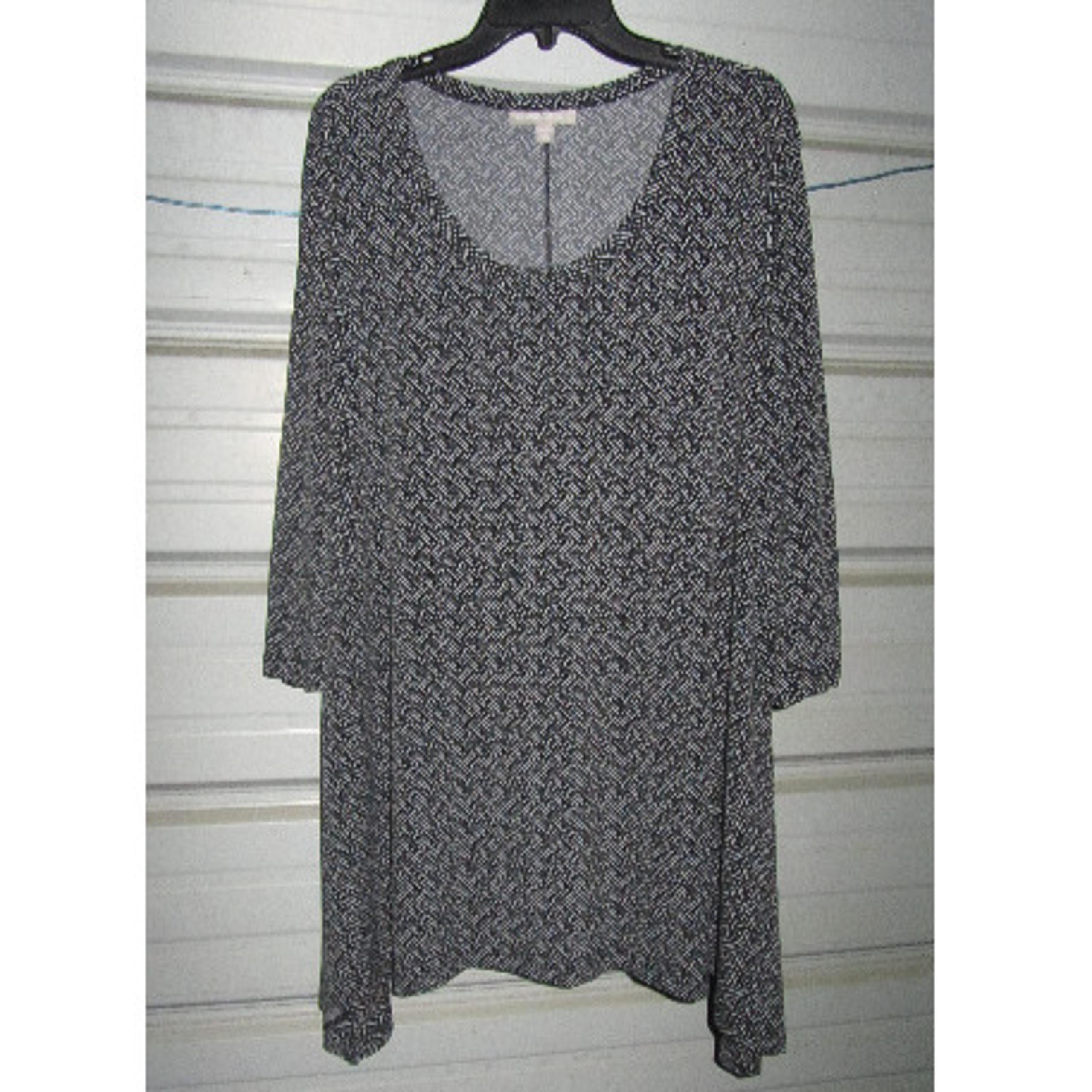 Plus Size 1X 22/24 Woman Within Work Blouse top shirt black/white print womens