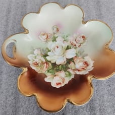 Rosenthal Crysantheme Bavaria with handle gold trim bowl. Hand painted accents.
