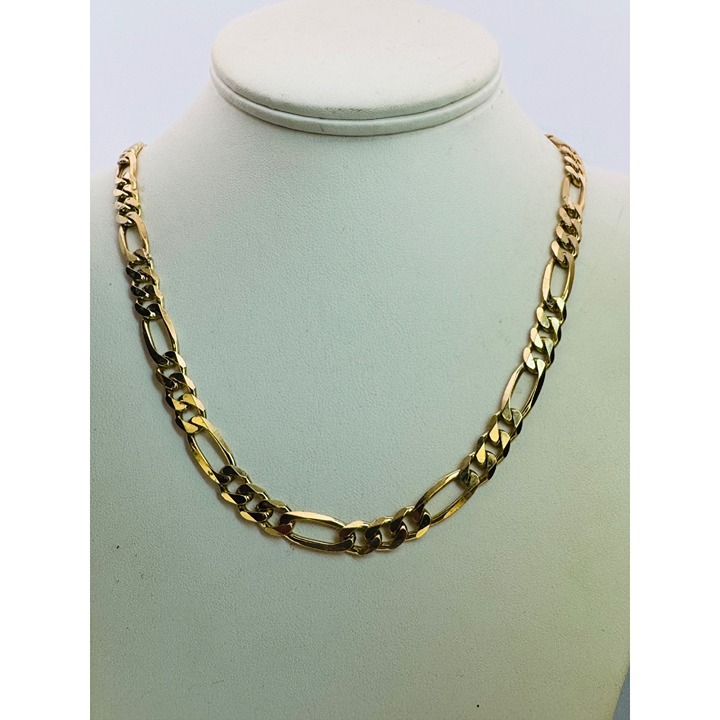 HAN 925 Gold Plated Sterling Silver Italy Figaro Chain Necklace, 21\ 