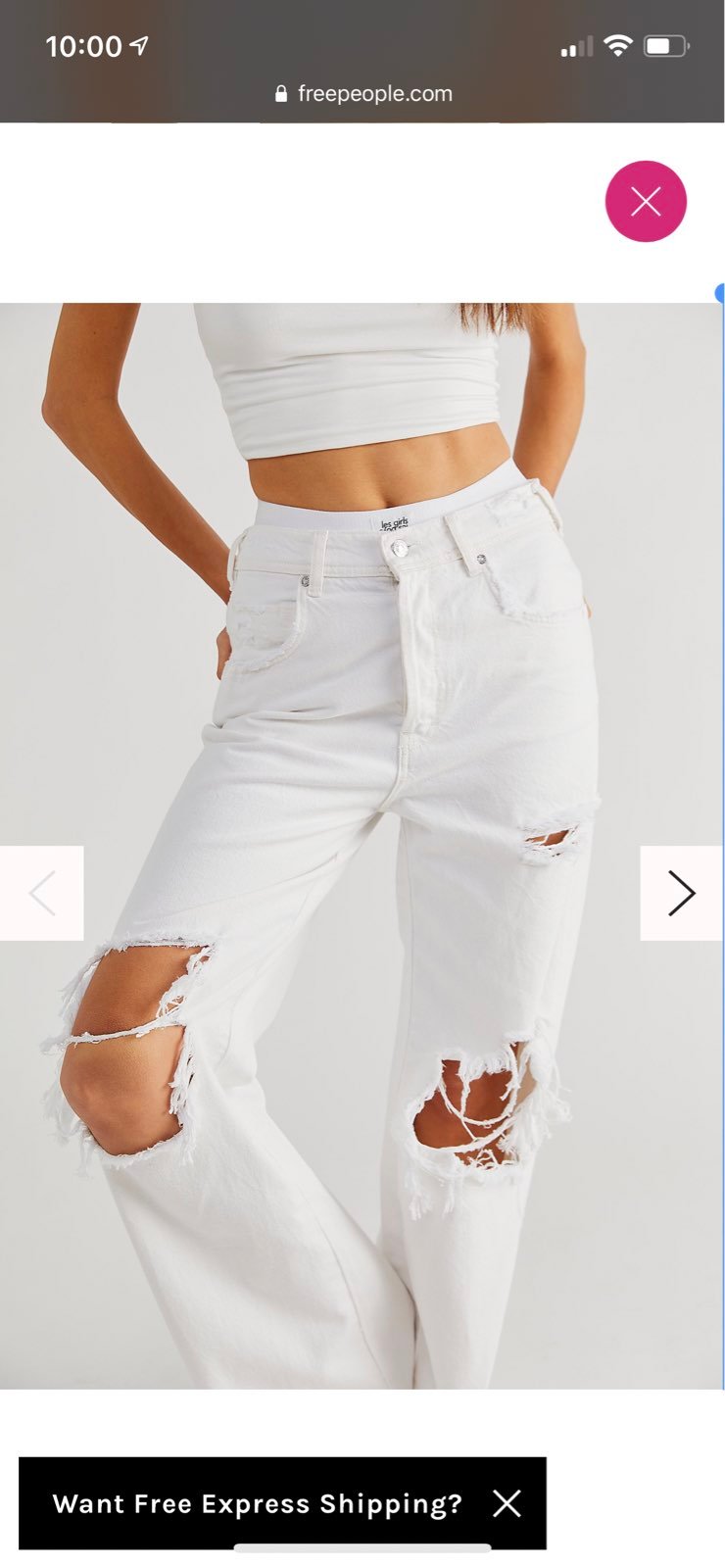We the free white denim distressed pants