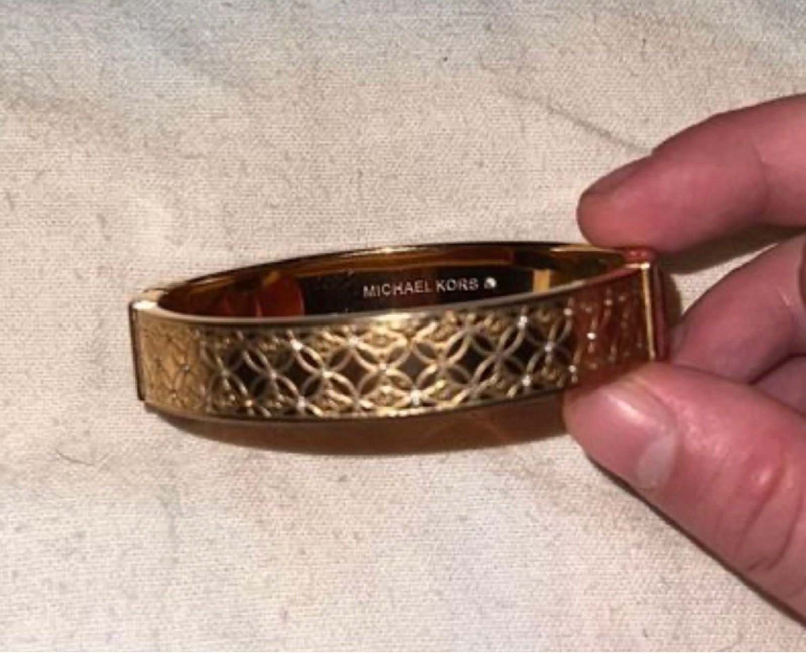 Michael Kors Yellow Gold Stainless Steel Women's Crystal Bangle Bracelet