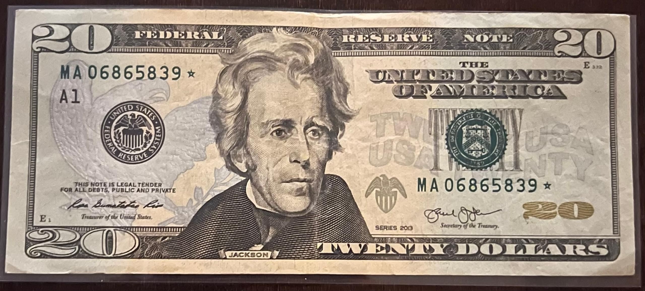 Crisp Uncirculated $20 Star Note - Series 2013