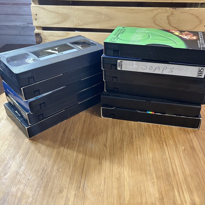 Lot of 12 VHS blank tapes TV 1990s 90s and new with prerecorded sitcom & unknown
