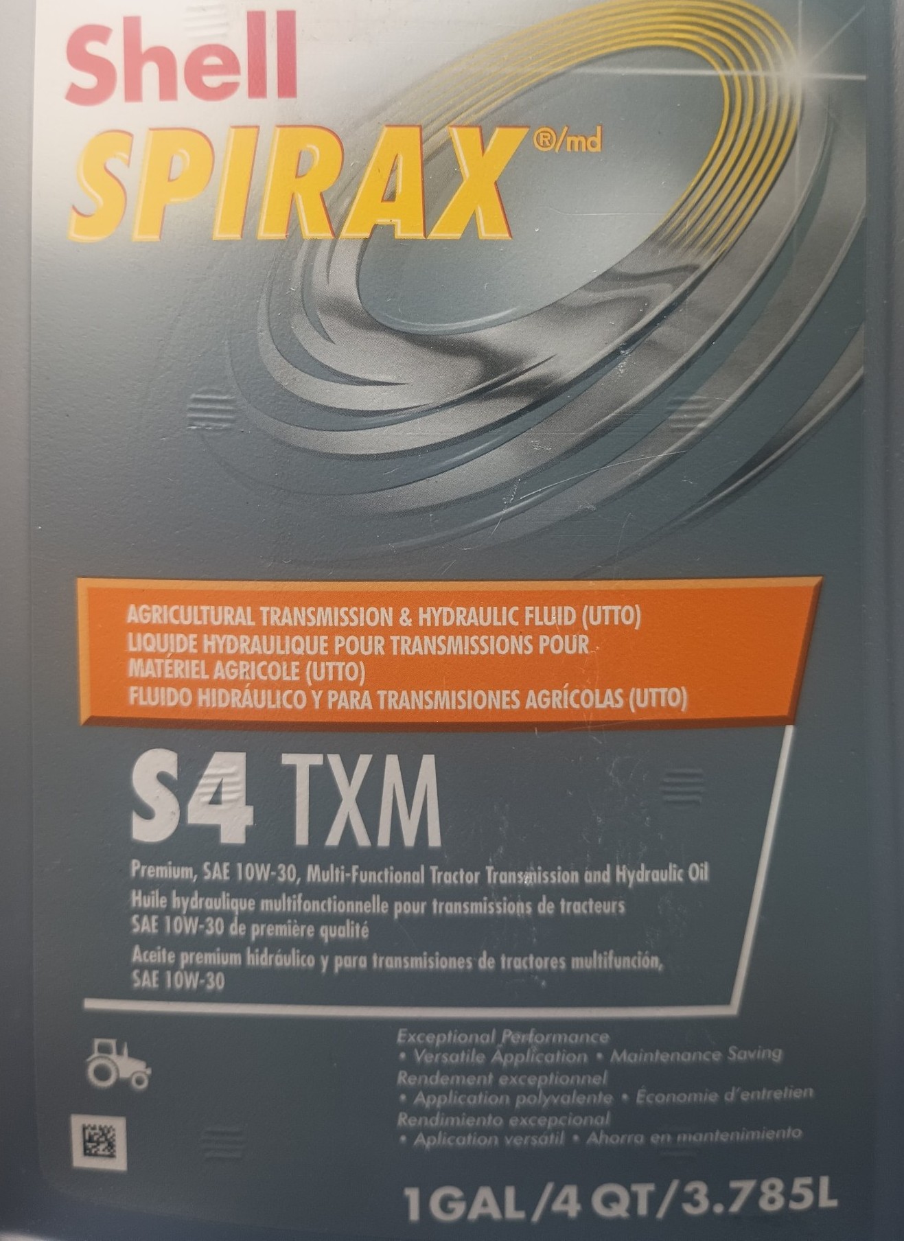 S4 TXM PREMIUM 10W-30 MULTI FUNCTIONAL TRACTOR TRANSMISSION AND HYDRAULIC OIL.