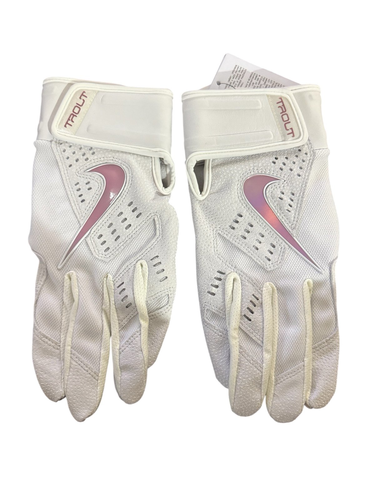 Nike Trout Elite Baseball Batting Gloves White Iridescent Mens Sz Large RARE NEW