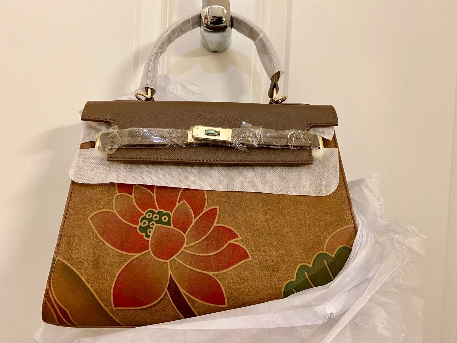Brand New Silk And Leather Bag Tote