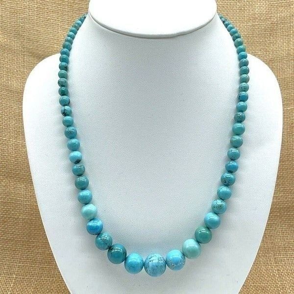Jay King Seven Peaks Turquoise Necklace Graduated Beads 5mm-14mm Sterling 18