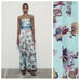 NWT. Zara Blue Strapless Printed Jumpsuit. Size M.