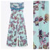 NWT. Zara Blue Strapless Printed Jumpsuit. Size M.