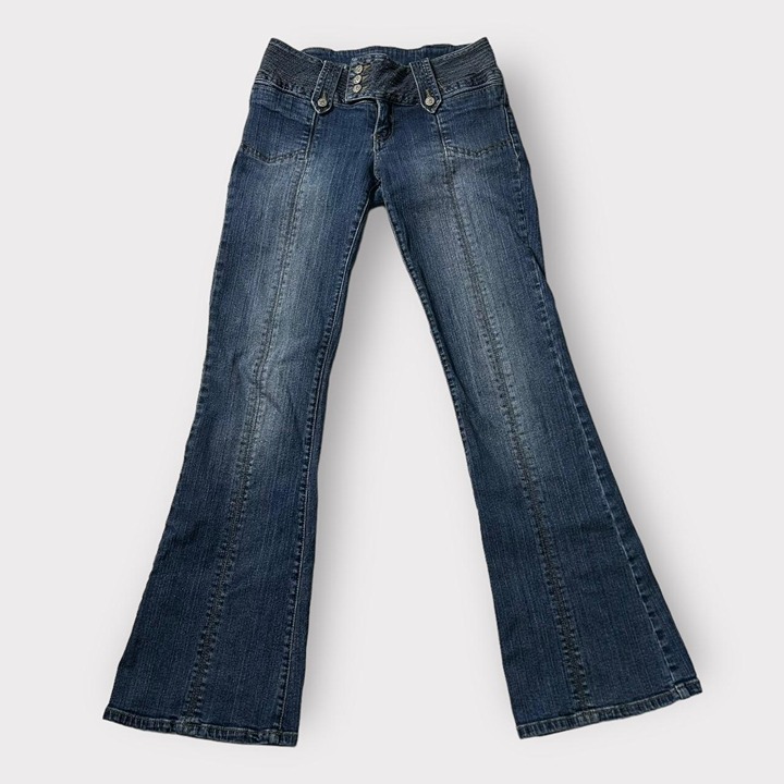 Vintage 2000s Cyber Grunge Silver Jean company dark wash low-rise flared jeans