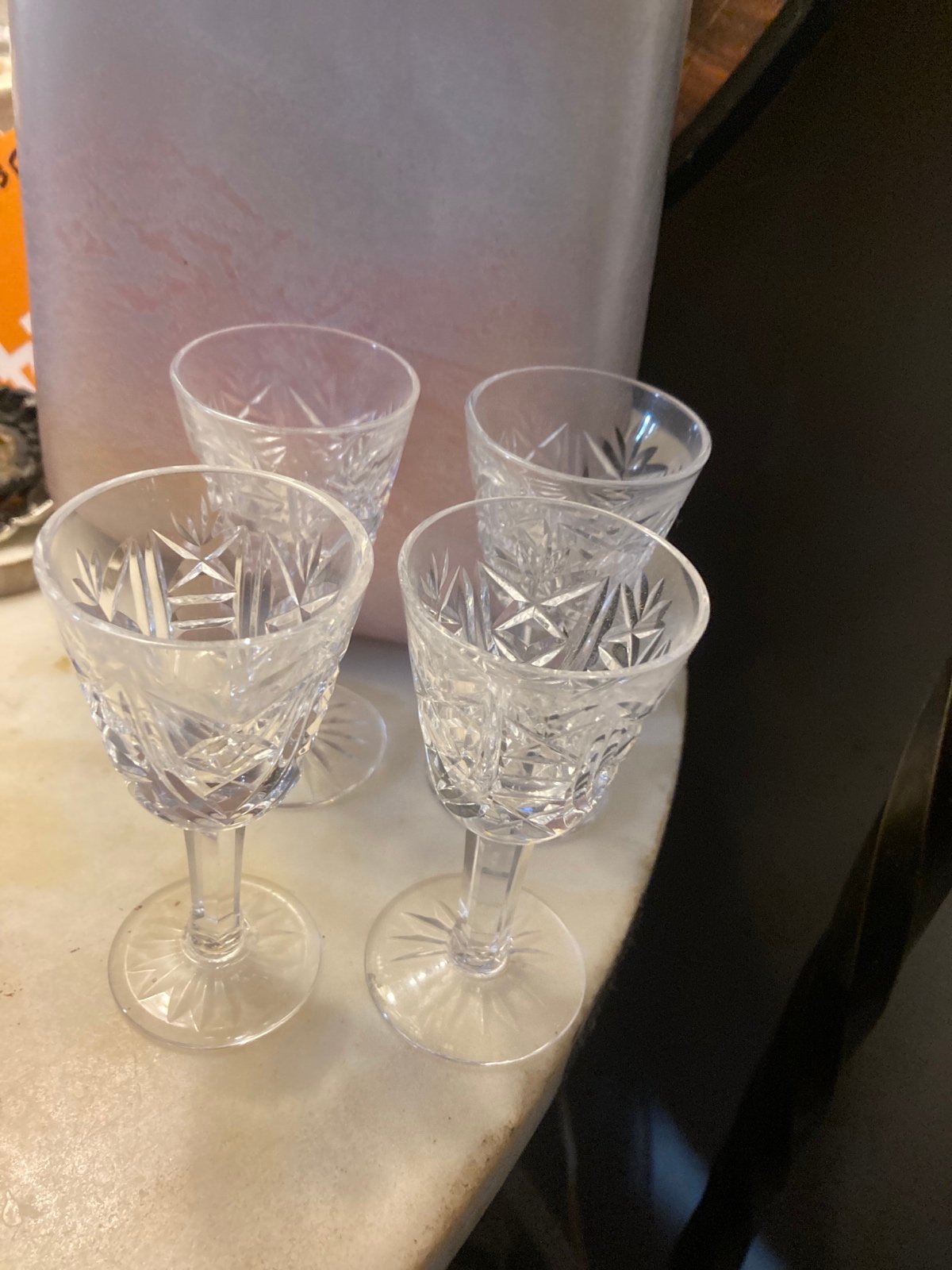 4 Waterford Crystal liquor stemed glasses Vintage