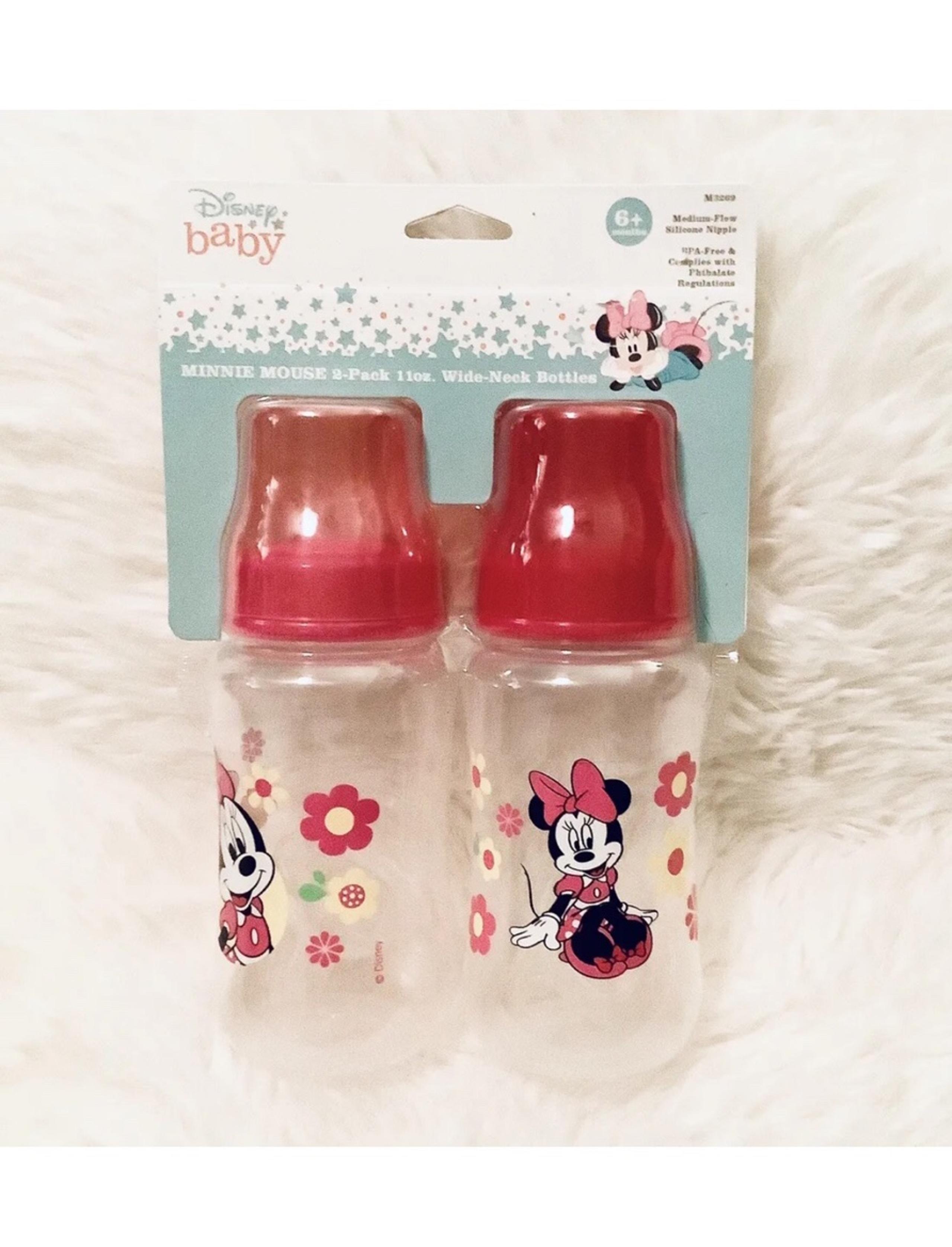 Disney  BABY Minnie Mouse 2-Pack Wide-neck Bottles (11 oz.) RED TOPS