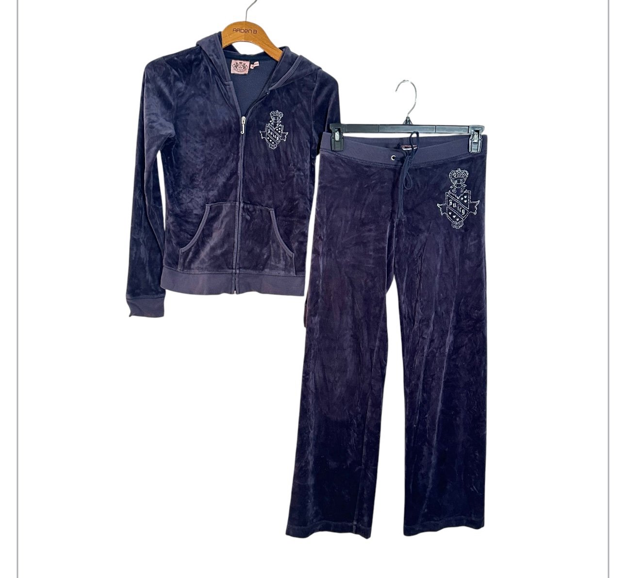 Juicy Couture Top S Pant P NAVY Luxury Velor Match Tracksuit Set VTG Y2K