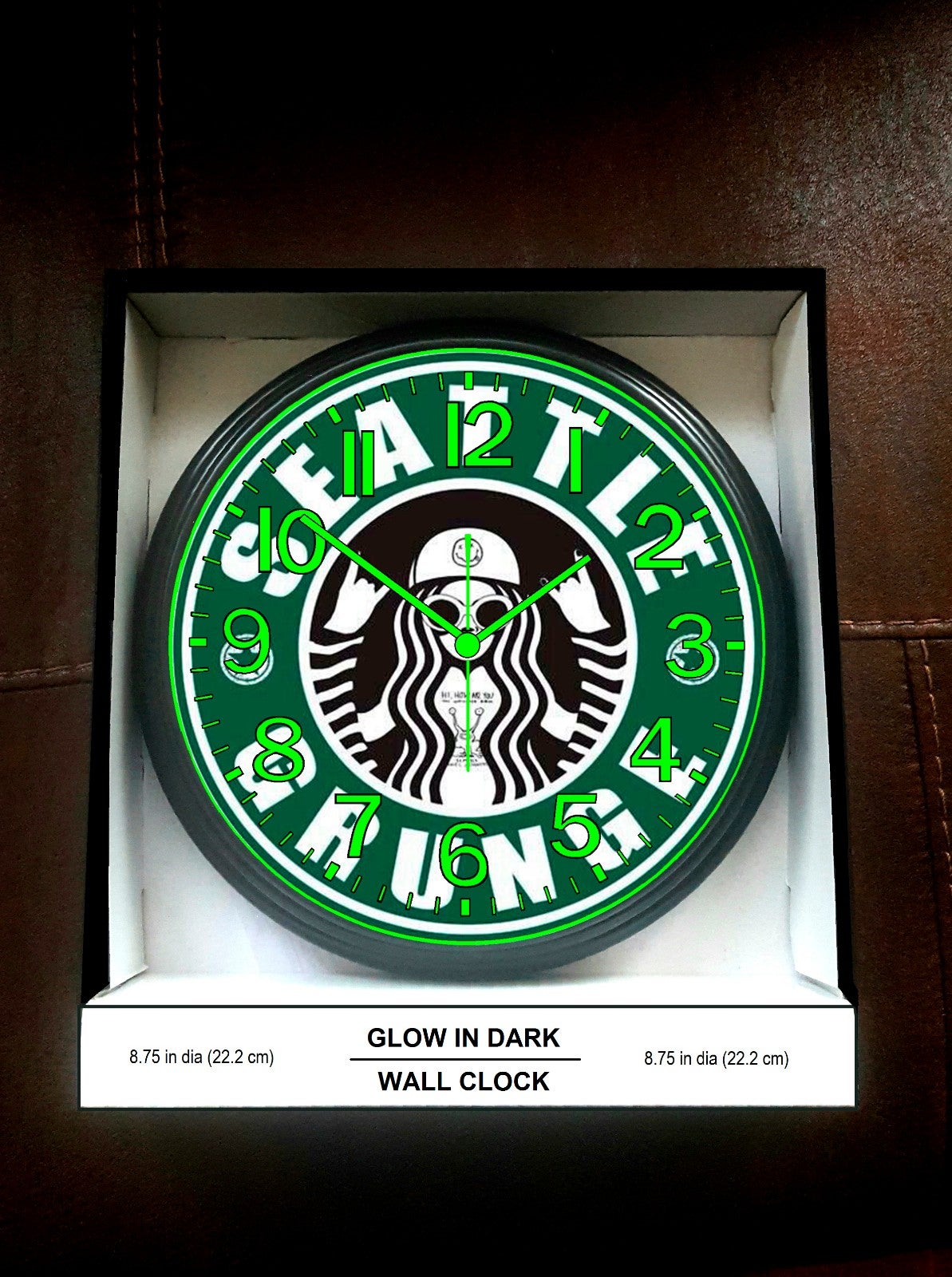 Seattle Grunge Music Studio Glow in the Dark wall clock NEW