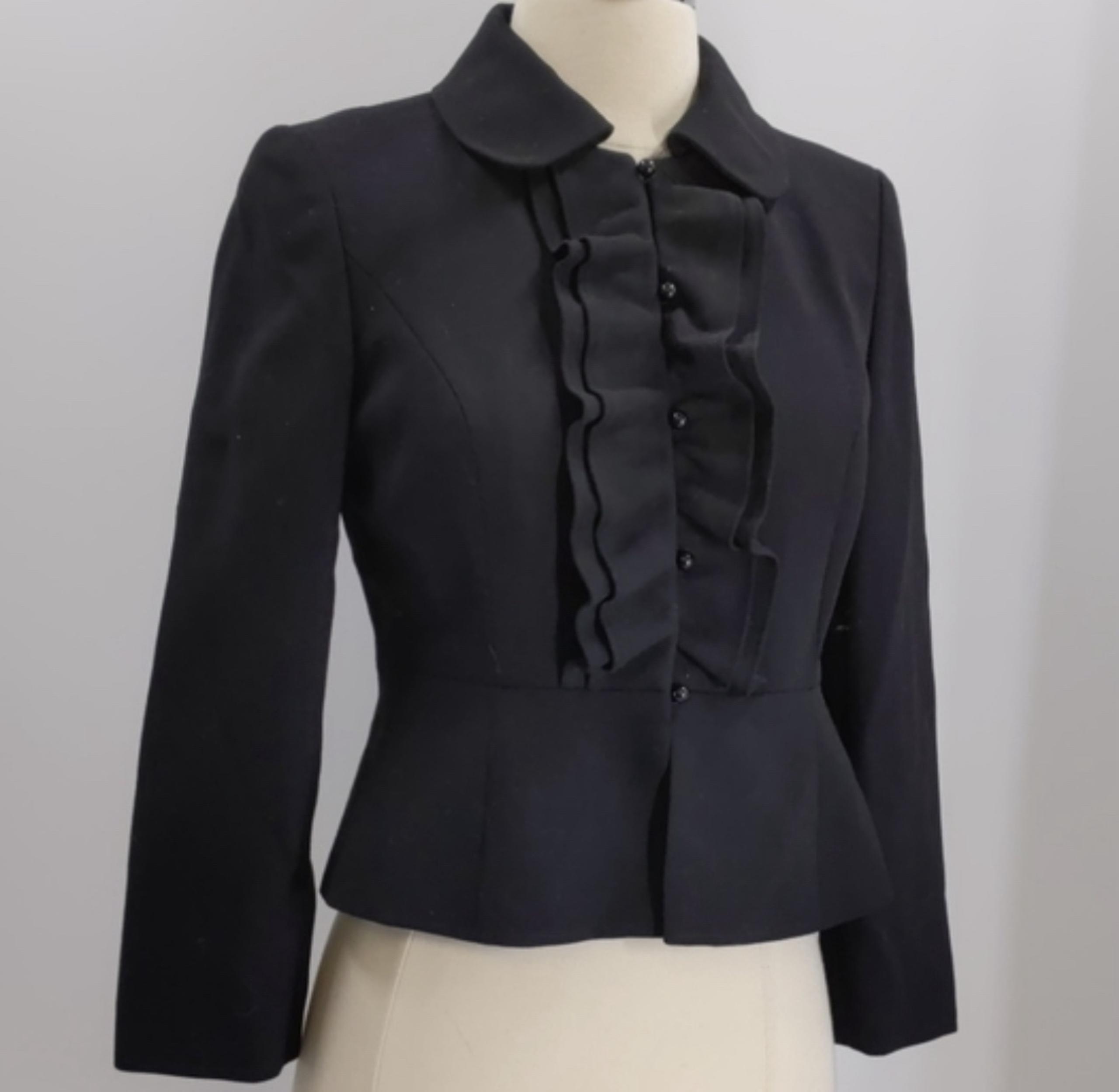 Loft wool ruffle blazer jacket size 2