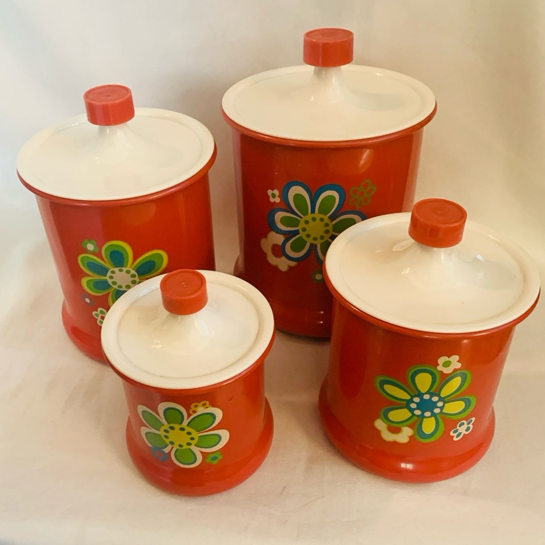 Vintage Kromex Flower Power Canister Set (4)