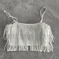 Silver and white cowgirl fringe set