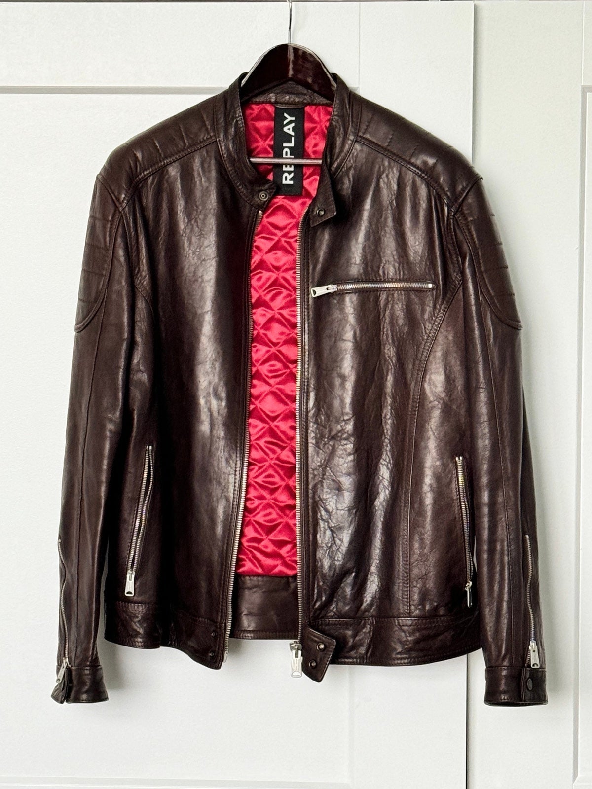 Replay Brown Biker Leather Jacket