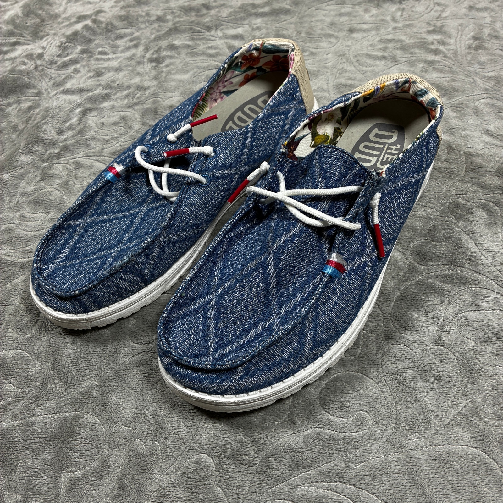 Hey Dude Shoes Womens 9 Wendy Boho True Blue Aztec Slip on Loafers Comfort