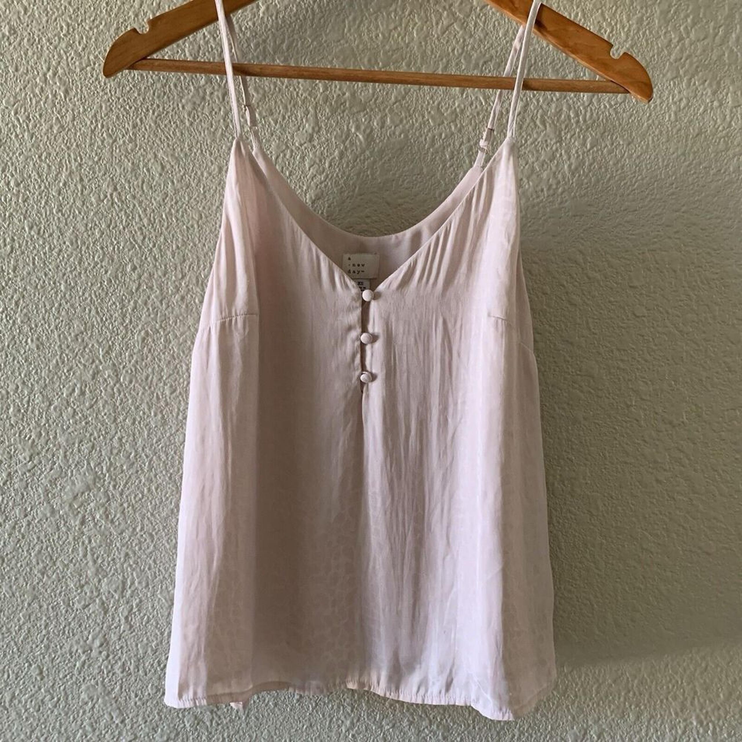 A New Day Women's XS Satin Leopard Print Blush Pink Lined Cami Adjustable Straps
