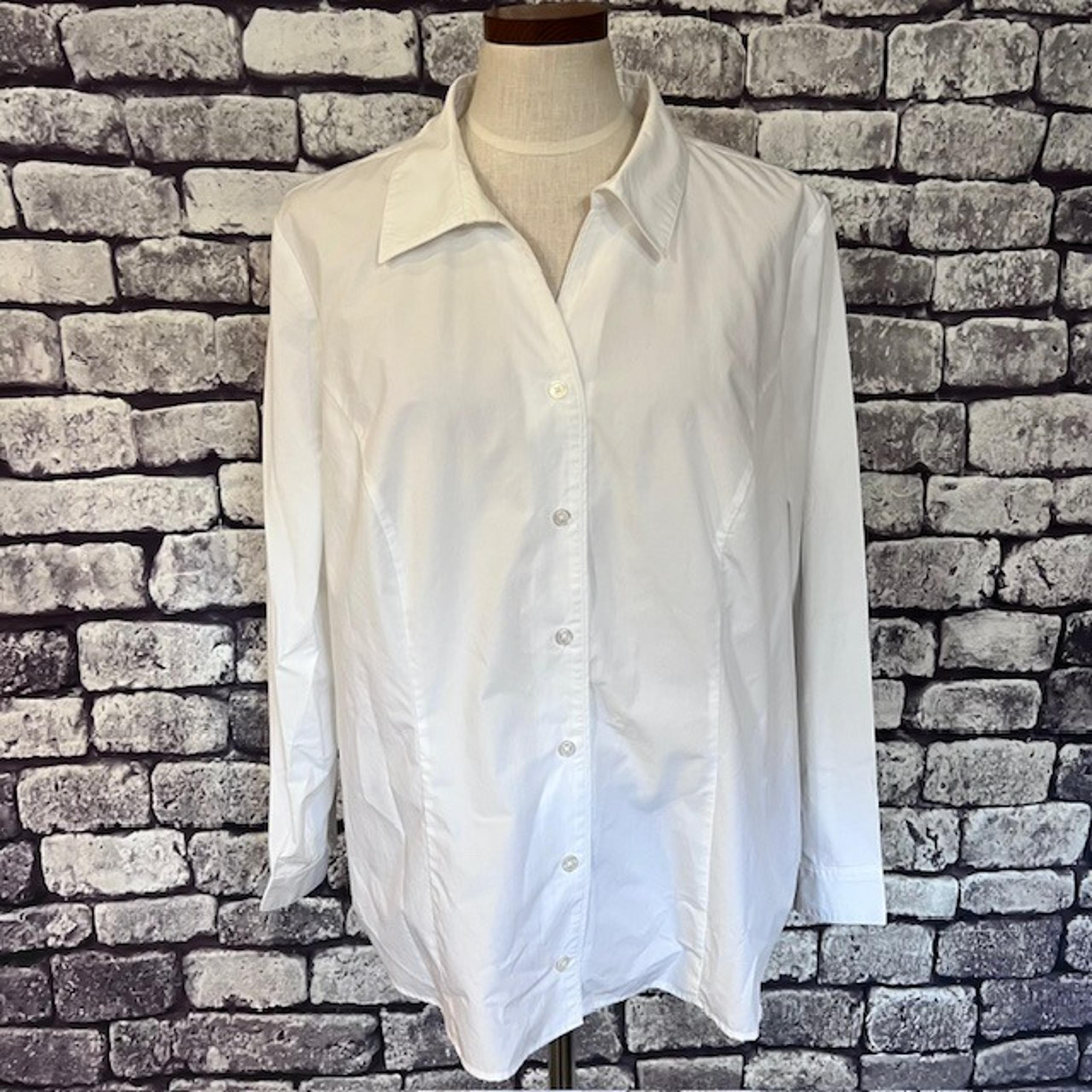 CJ Banks White V-Neck Button Down Blouse Size 2X