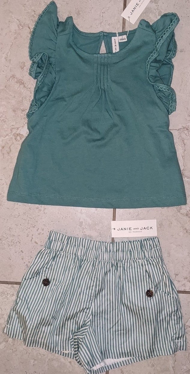 Janie And Jack Girl's 2 Piece Striped Outfit