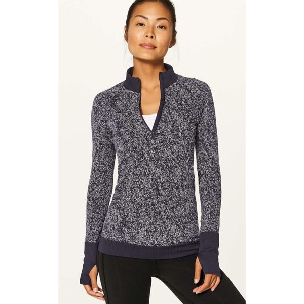 NEW Lululemon Rest Less 1/2 Zip Black / White, 110 Sz 4