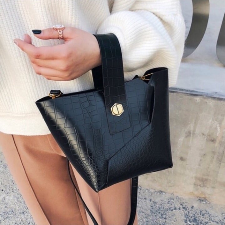 New - CAIROLINE Crocodile Bucket Bag Set