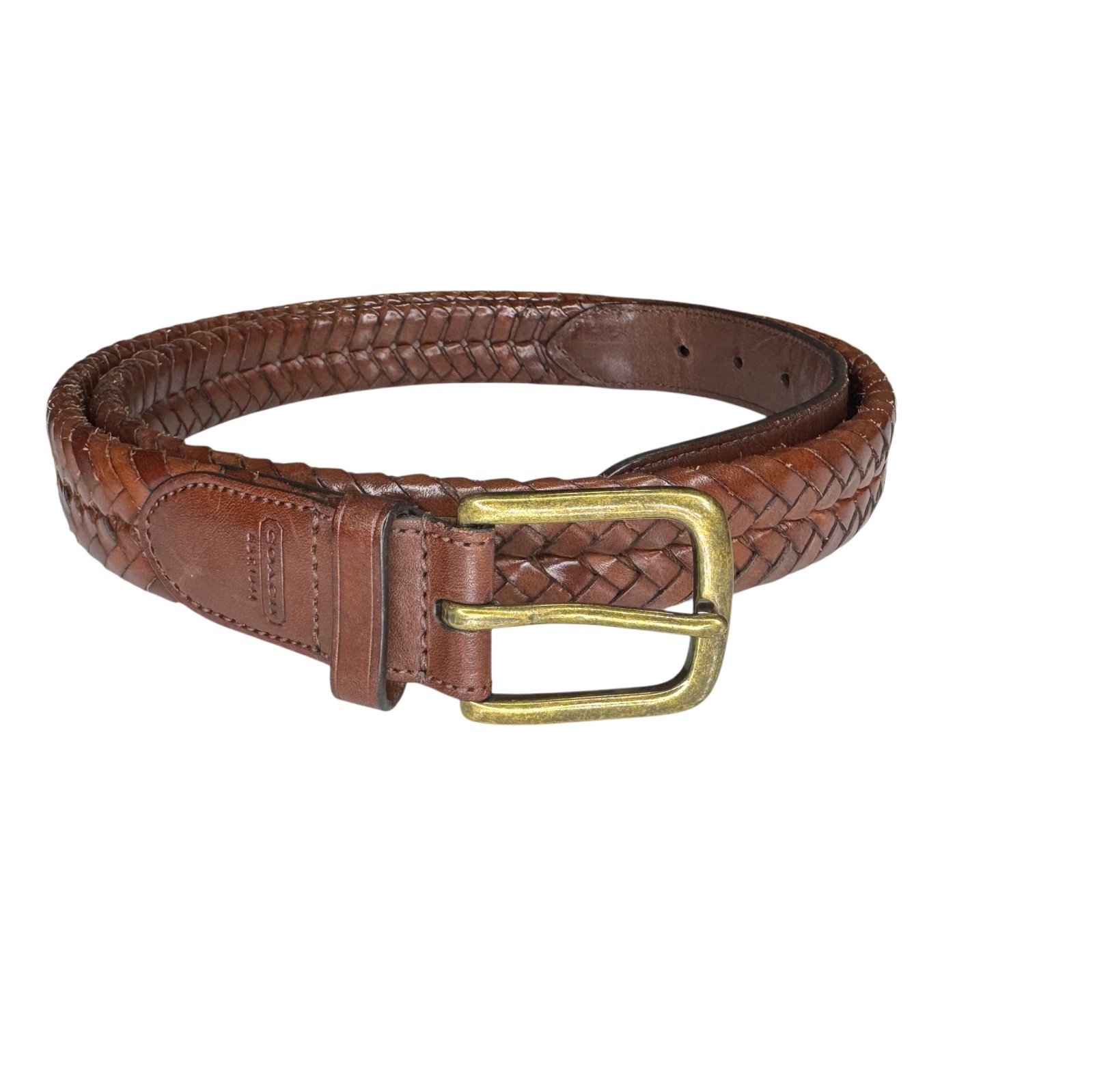 Vintage Coach Brown Braided Leather Belt Men’s 42” Classic Career Office Preppy