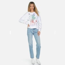 LAUREN MOSHI Lee Janis Joplin Crystal Sweatshirt Raw Hem Cropped Top Sz XS NWT