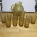 VTG Set Anchor Hocking Amber Lido Milano Honey Gold Pitcher and 10 Glasses