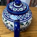 Pottery Beautiful handmade Polish teapot in cobalt blue decorated with cups