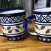 Pottery Beautiful handmade Polish teapot in cobalt blue decorated with cups