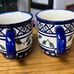 Pottery Beautiful handmade Polish teapot in cobalt blue decorated with cups