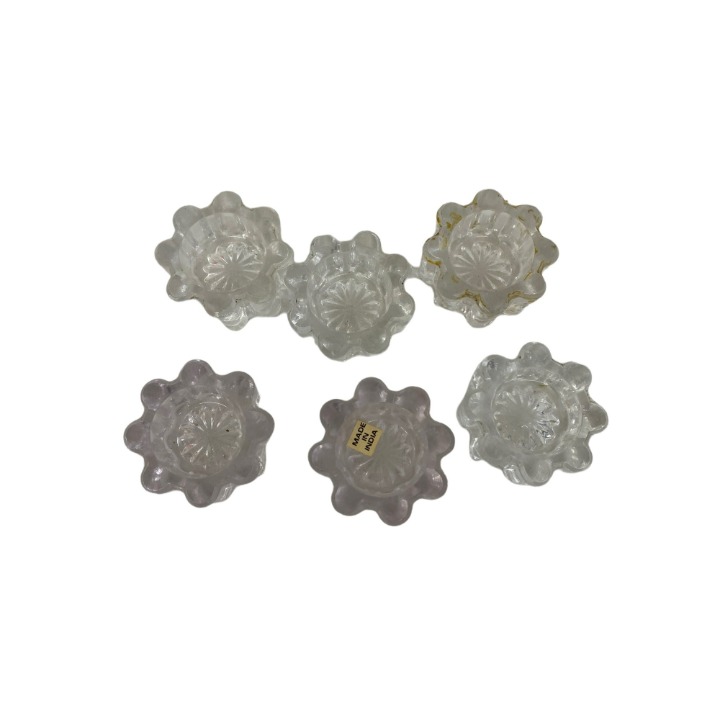 Set of 6 heavy frosted glass taper candle holders