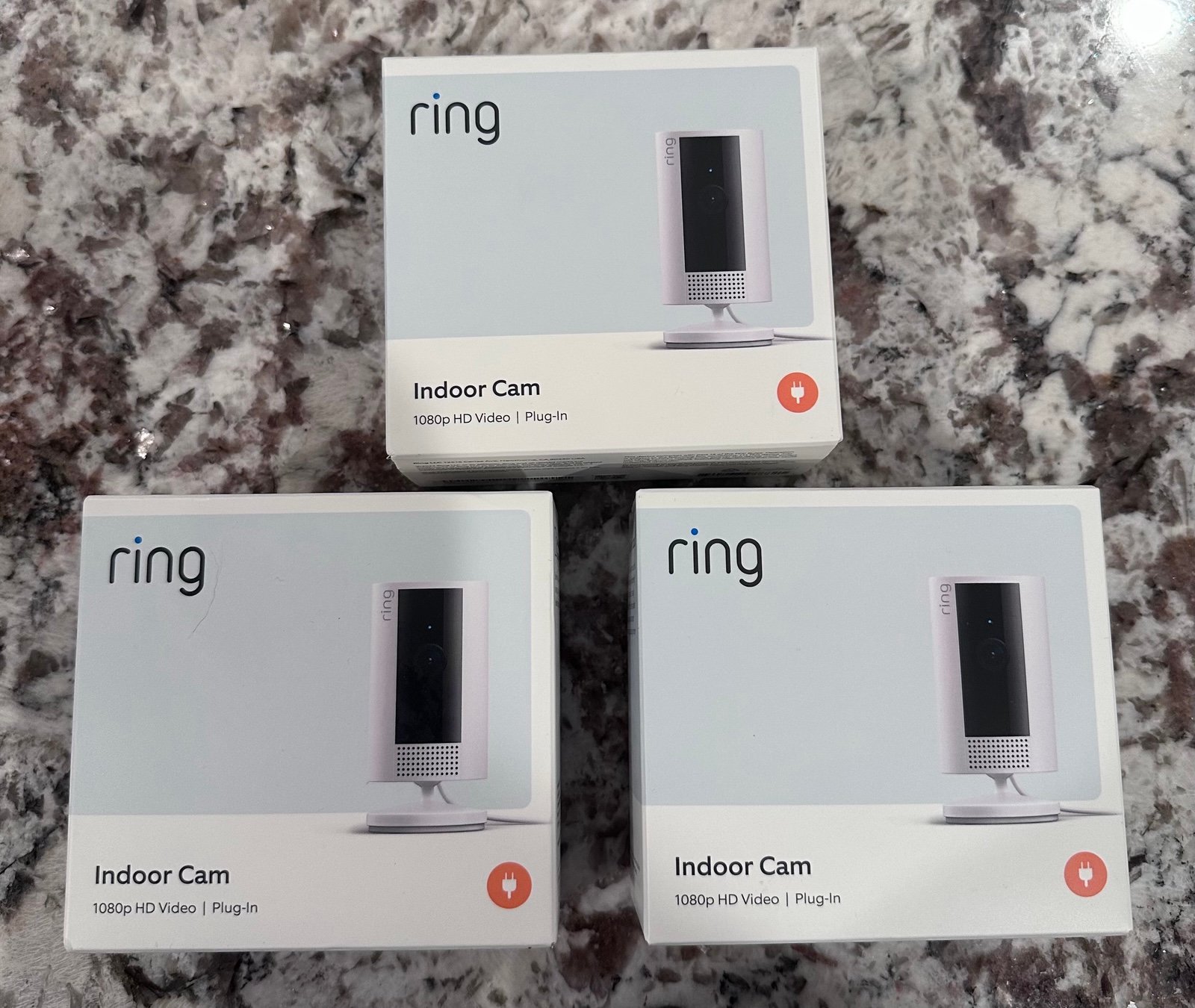 3x Ring 1080p HD Video Plug-In White Cameras - BNIB